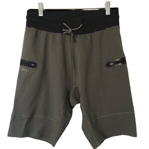 BYLT Men's Premium Drawstring Jogger Shorts Khaki Black M NWOT